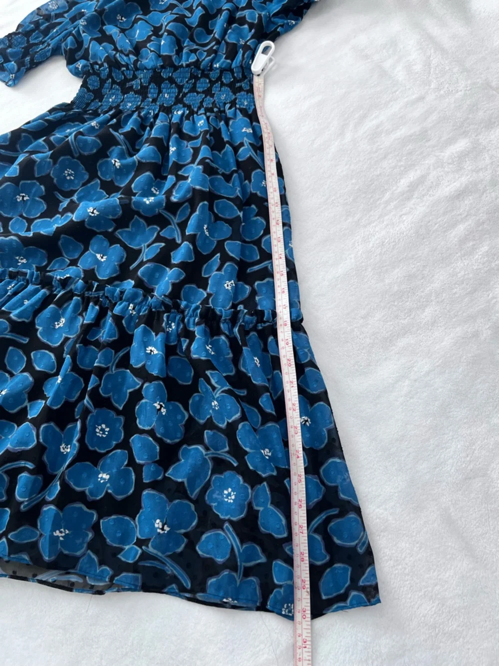 Kate Spade Boho Blue Floral Smocked Midi Dress Size S - Picture 6 of 9